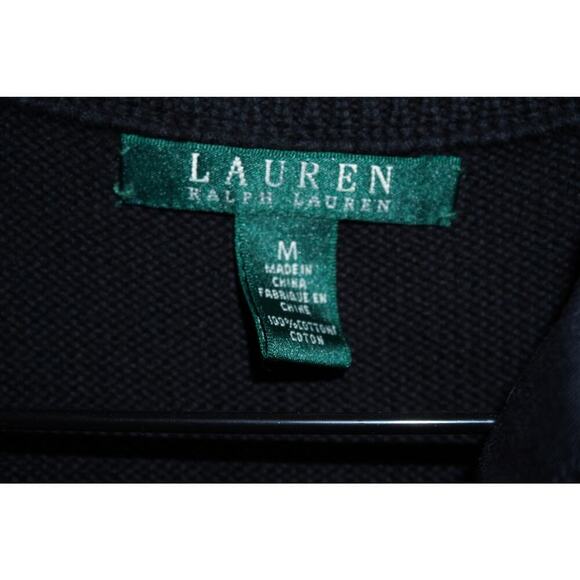 Lauren Ralph Lauren Black Cotton Tunic Sweater Women’s Medium – Funnel Neck - Picture 3 of 7